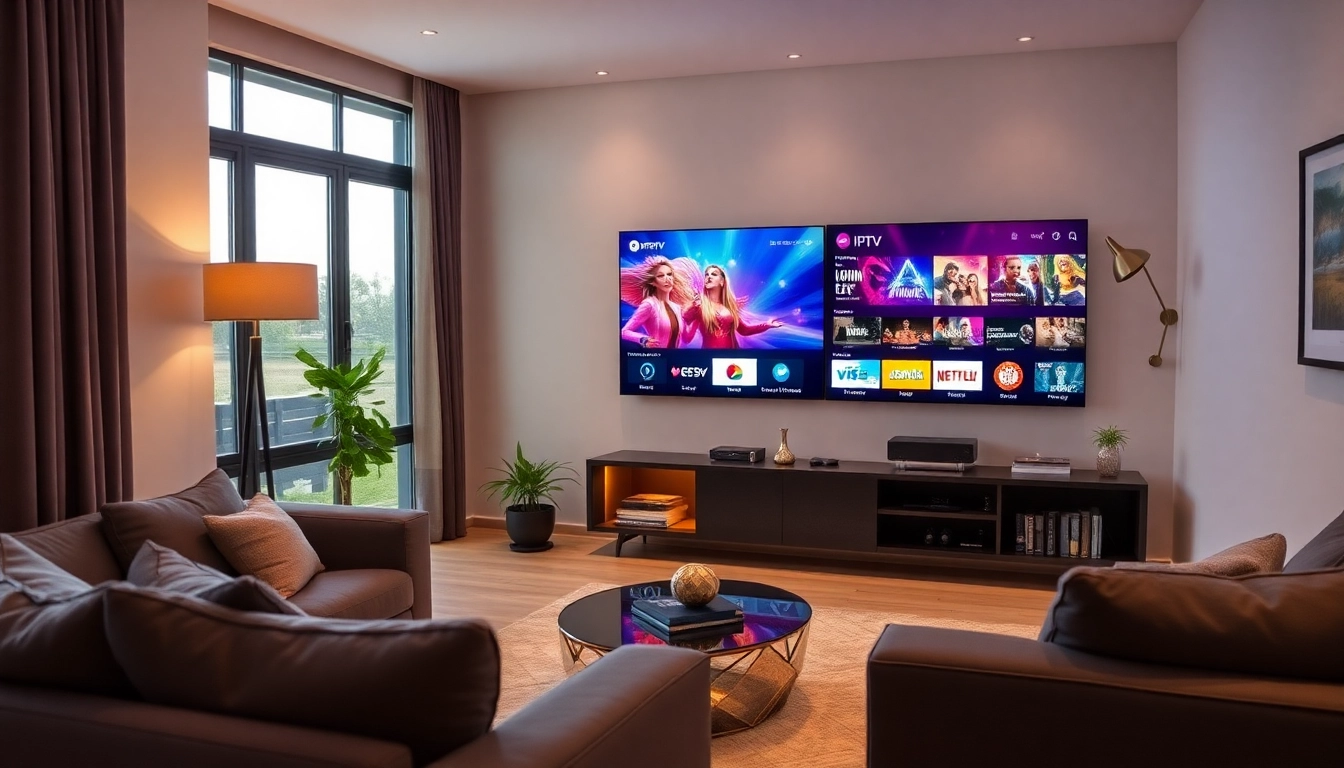 Enjoy seamless entertainment with IPTV Suisse in a stylish living room setup featuring a smart TV.