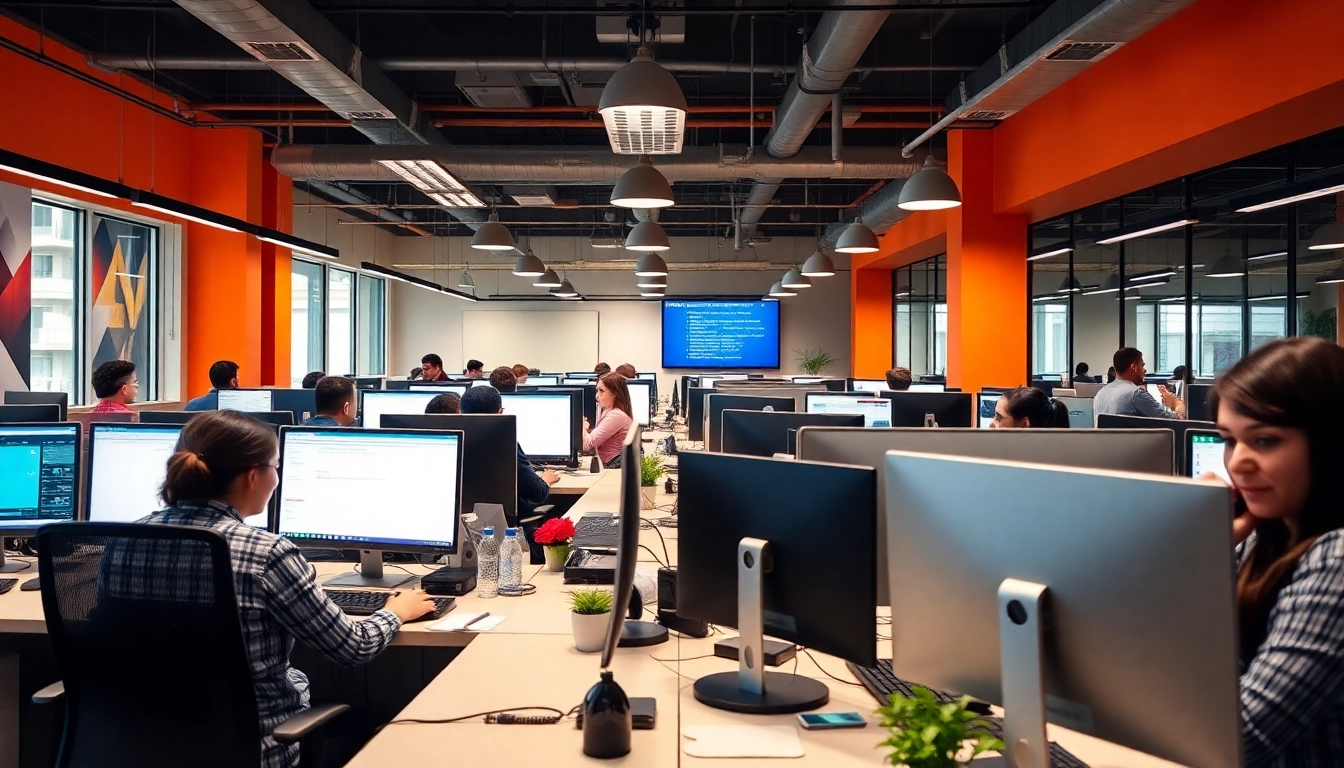 Engaged agents at Tijuana call centers facilitate professional customer interactions in a modern workspace.