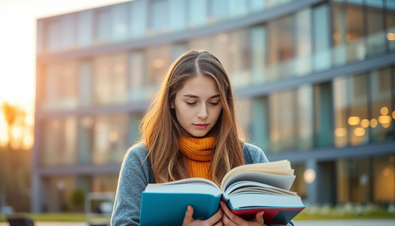 Student engaged in Polonya'da Üniversite Eğitimi studies amidst a lively university environment.