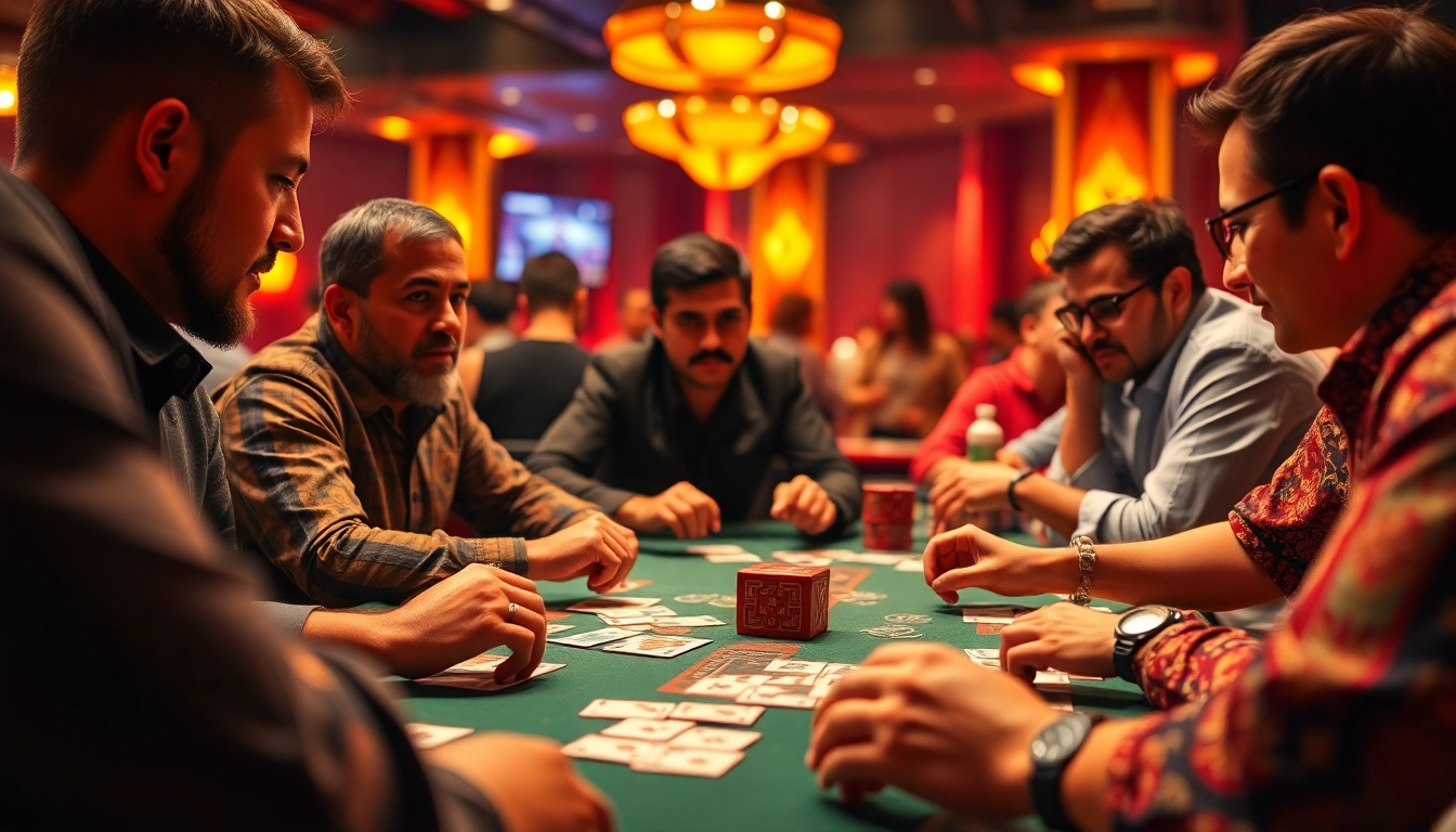 Experience rummy wealth through players intensely focused on a card game, showcasing excitement and strategy.