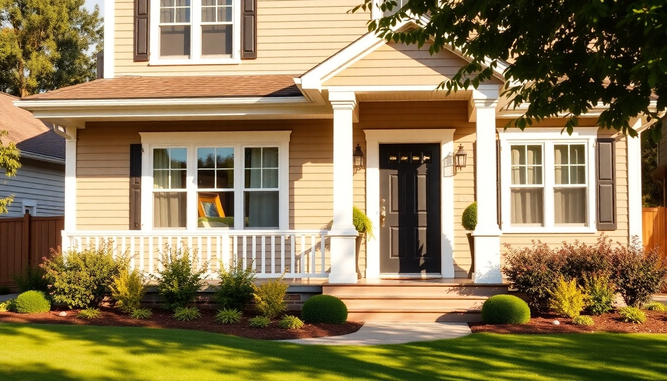 Showcasing stunning exterior renovations of a home with modern siding and vibrant landscaping.