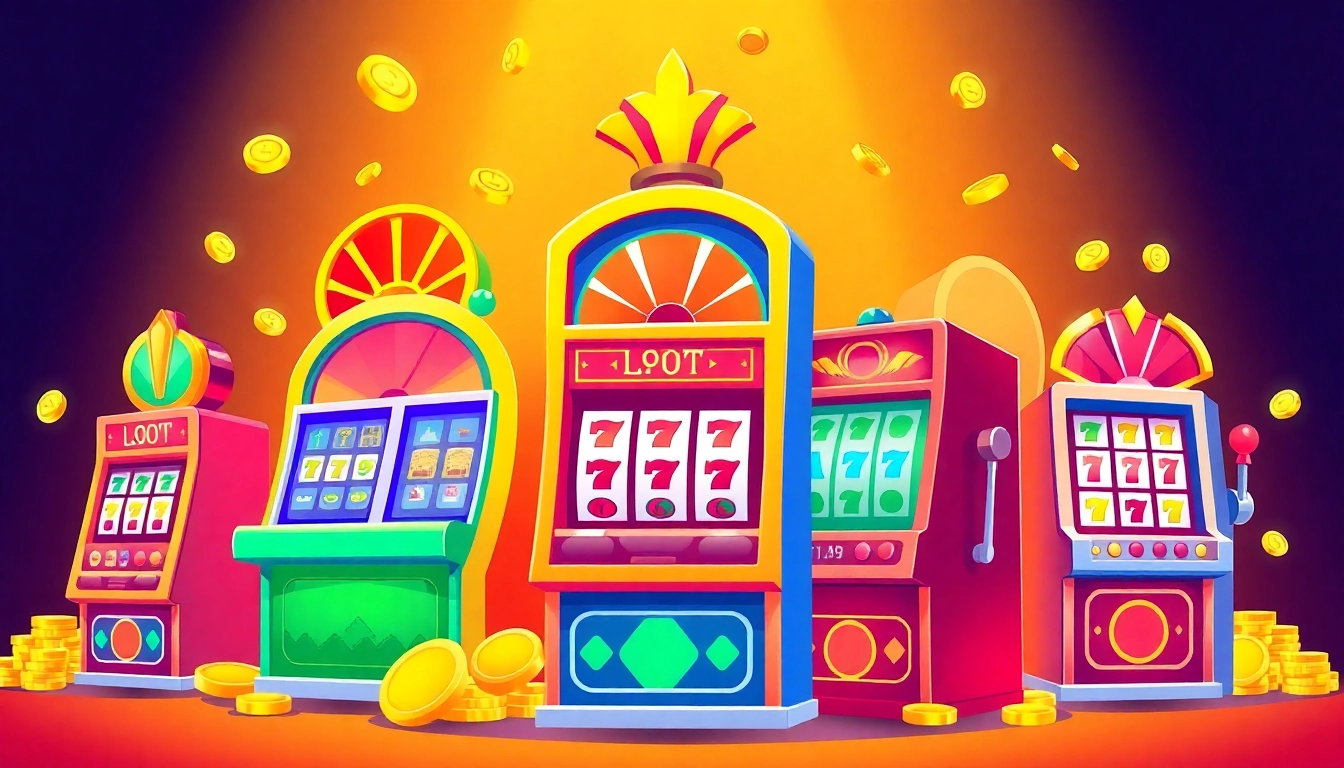 Explore the exciting world of สล็อต168 with vibrant slot machines featuring gold and red designs.