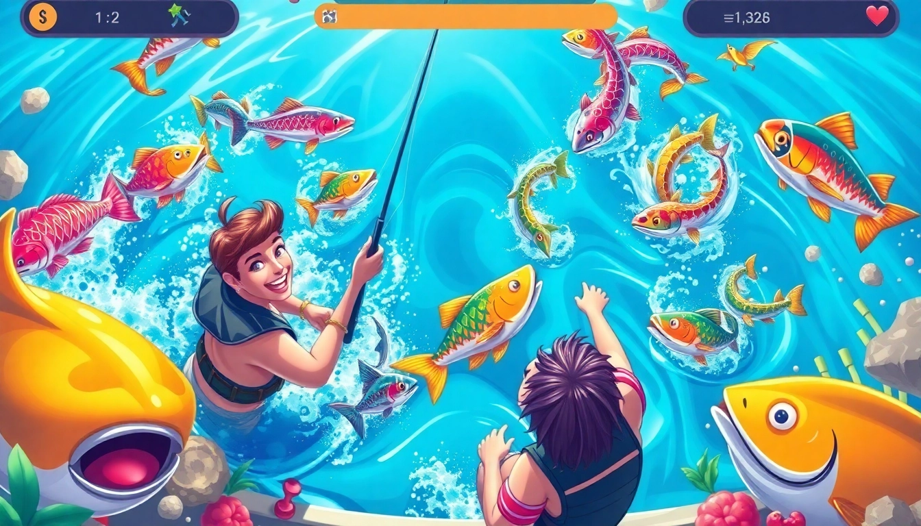 Engage in the thrilling slot tembak ikan online game with vibrant visuals of players capturing colorful fish.