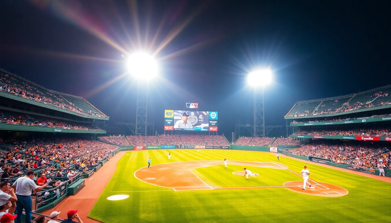 Catch the excitement of MLB중계 with fans cheering in a vibrant stadium during a live game.