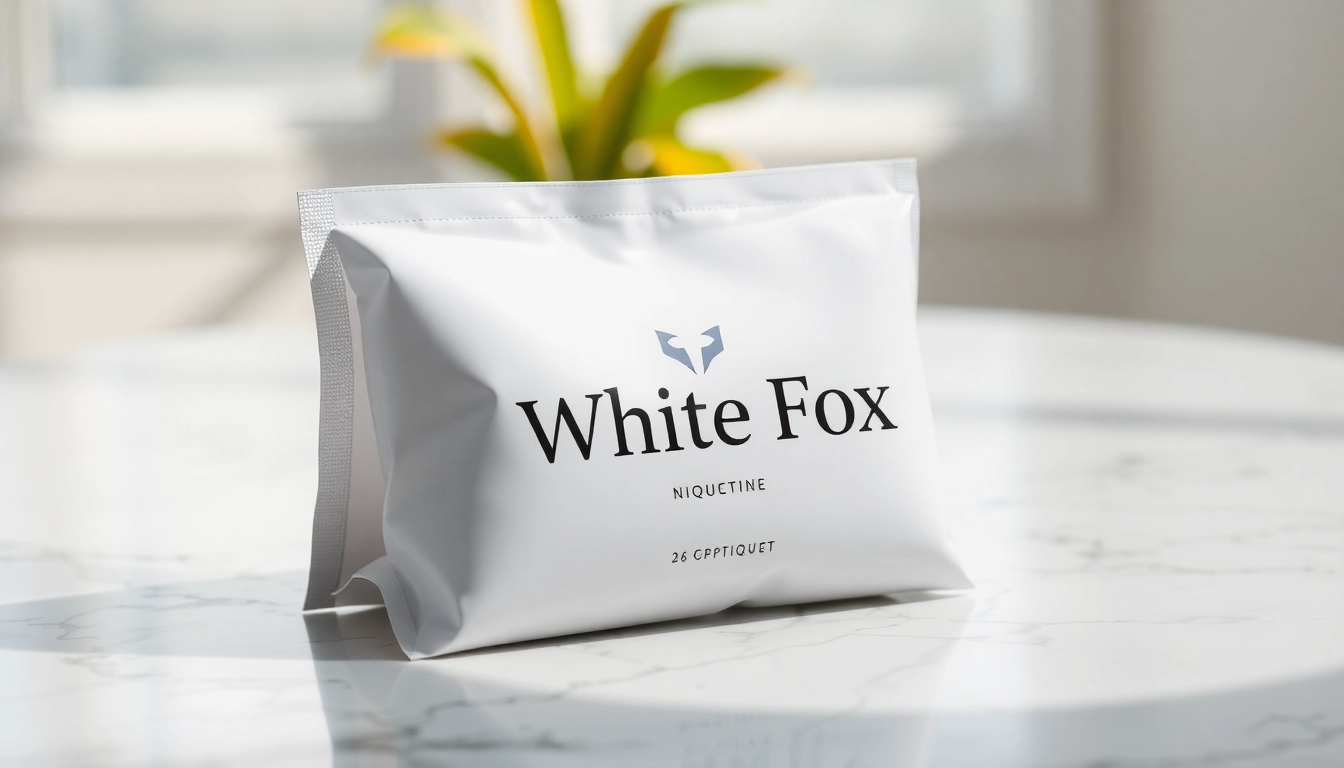 Showcasing a White Fox Bahrain nicotine pouch, emphasizing its sleek design and vibrant branding.