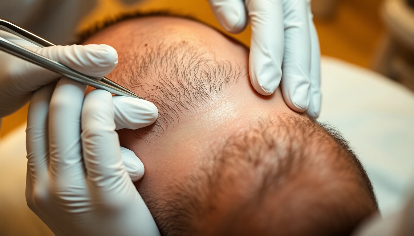 Surgeon performing a hair transplant procedure for natural, long-lasting results.