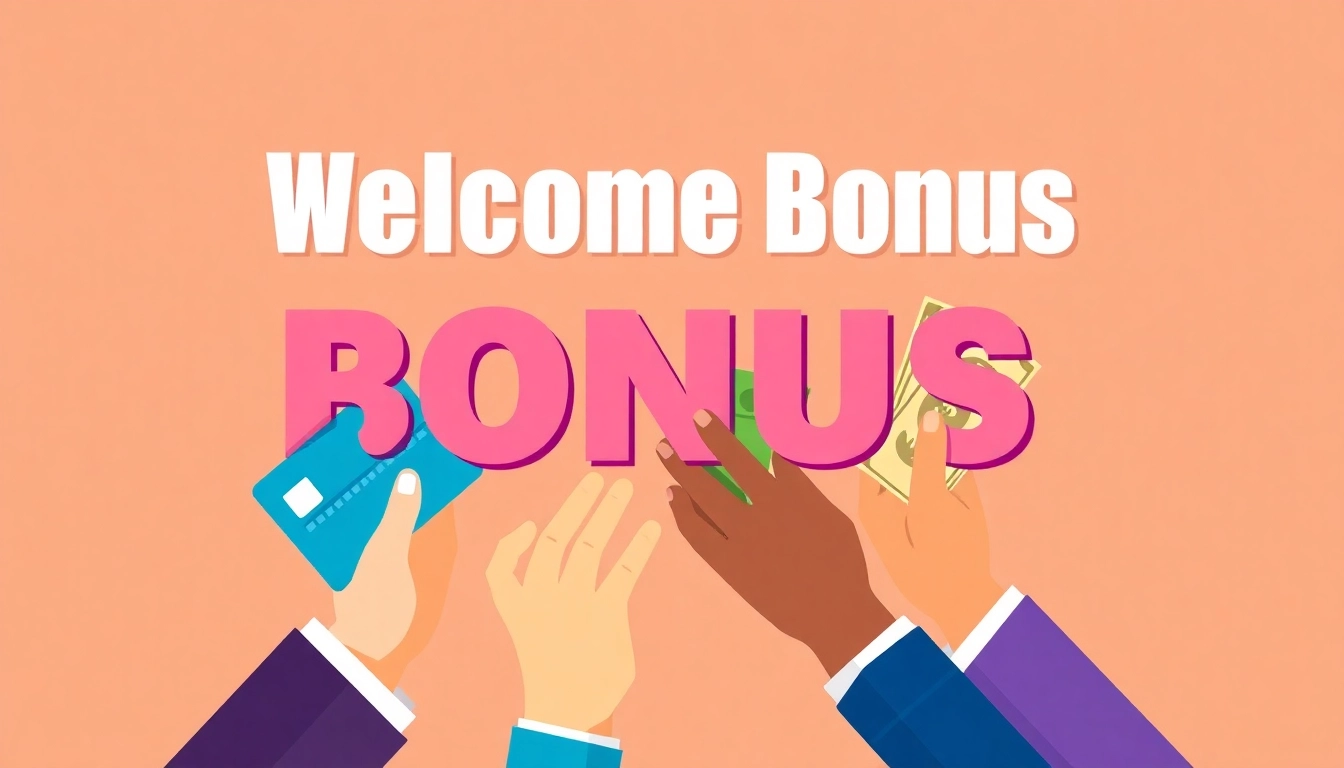 Claim your exciting welcome bonus with rewarding financial offers showcasing cash and credit in a lively setting.