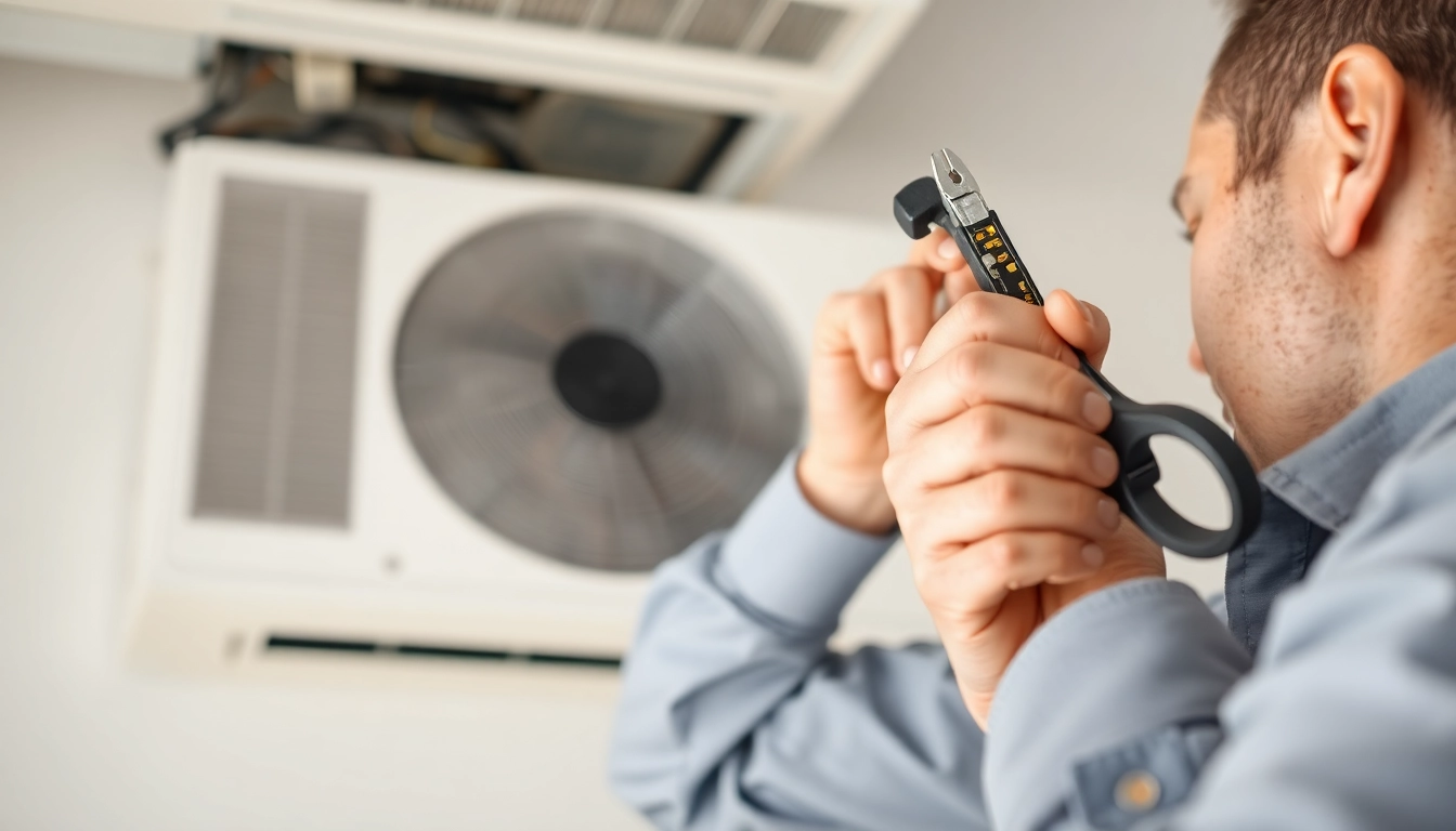 Technician performing ac repair glendale az, showcasing expert service in a home setting.