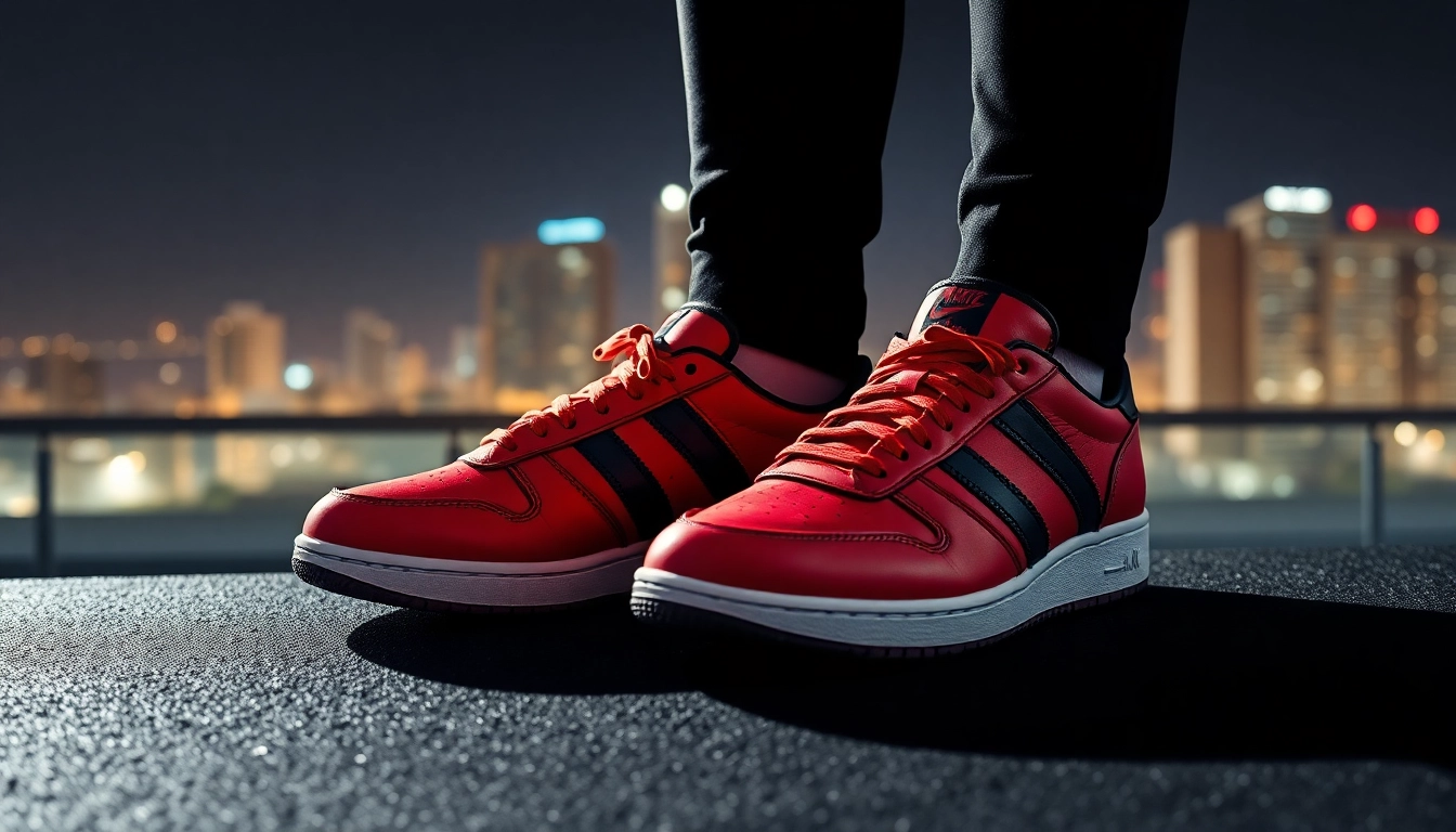 Showcase sneaker reps with detailed craftsmanship on a textured surface, illuminated to highlight their design.