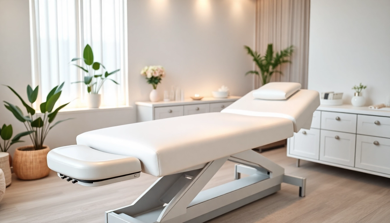 Professionelle liege für Kosmetik mit Komfort und eleganter Ausstattung.