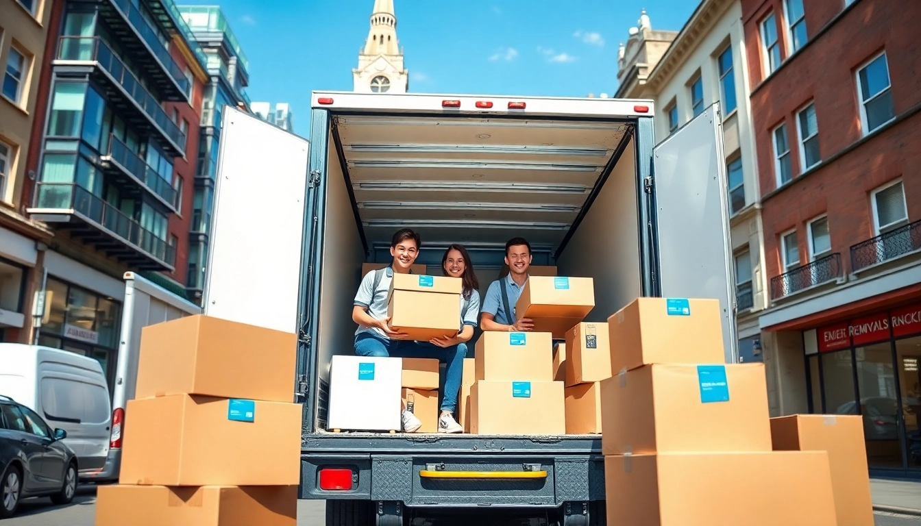 Efficient moving team from a removal company East London loading boxes into a truck.