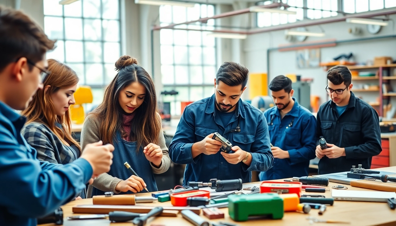 Students learn practical skills at a trade school in Knoxville, TN, focusing on hands-on training.