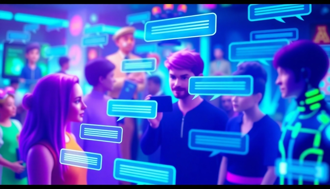Experience AI chat no filter with vibrant, interactive characters in a futuristic chat interface.