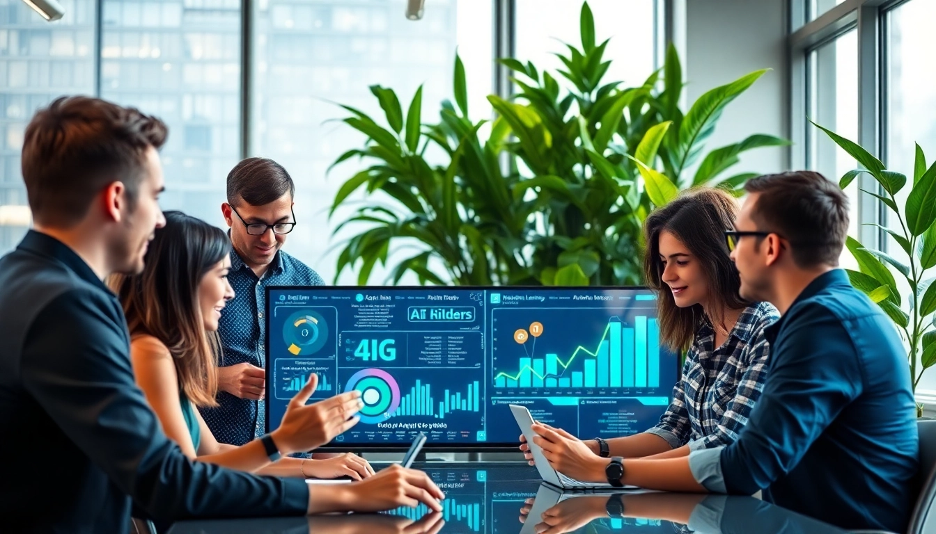 Team collaborating on Agentic AI solutions in a bright, modern workspace.