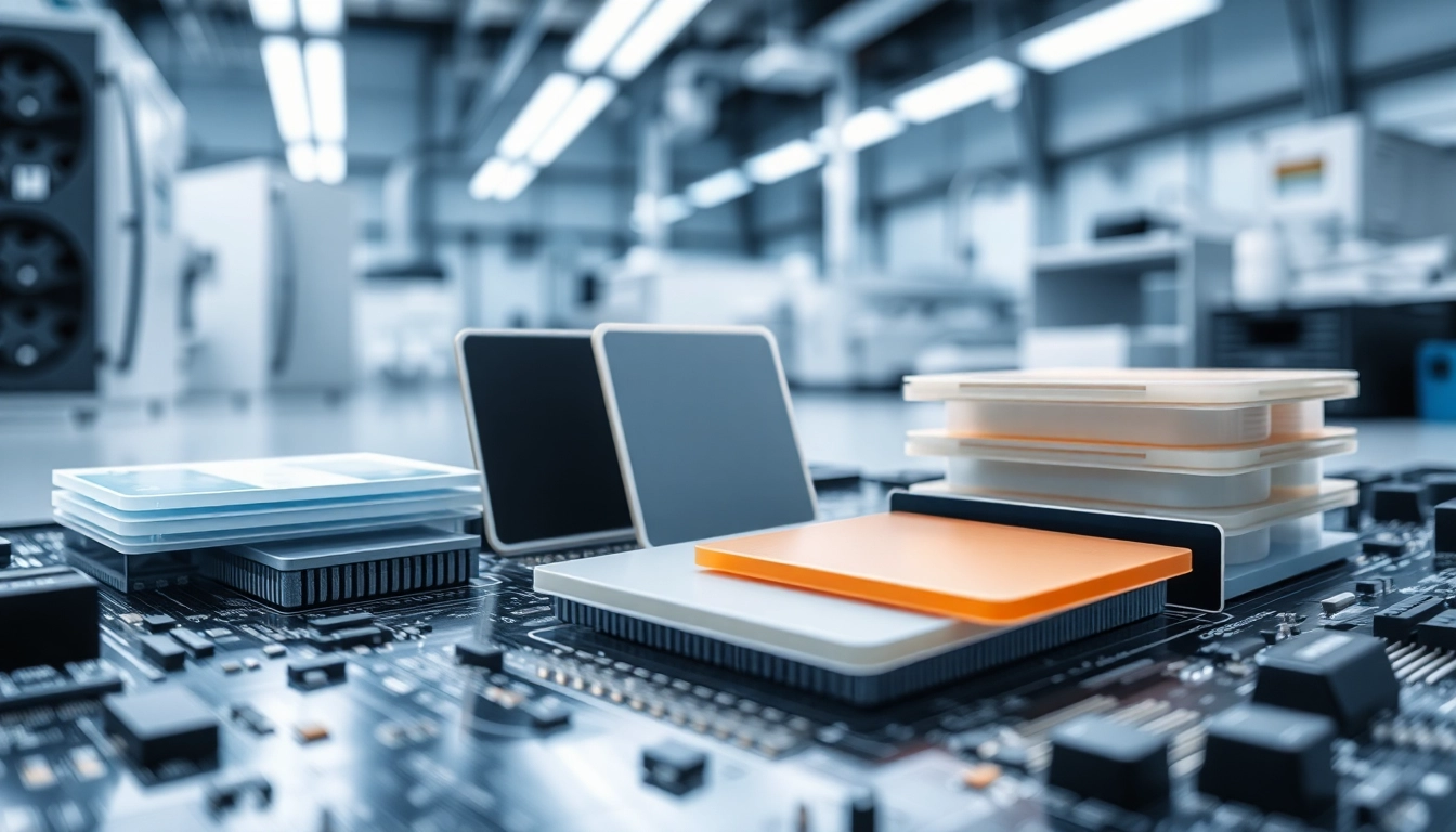 Showcase of thermal management materials on a circuit board, highlighting high-performance applications.