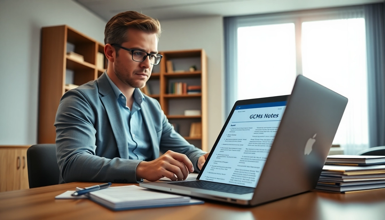 Efficiently get GCMS notes with a consultant reviewing immigration documents.