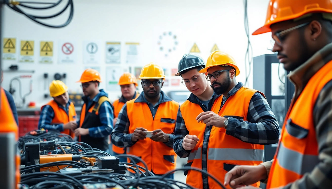 Electrician apprenticeship Hawaii experience with diverse trainees in a hands-on workshop setting.
