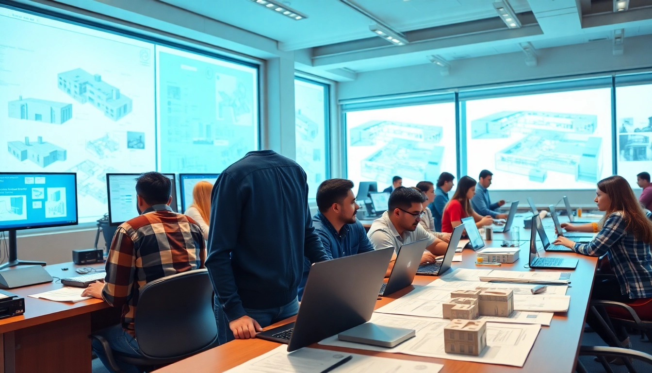 Engaged students participating in BIM Training in Pune, collaborating in a tech-savvy classroom.