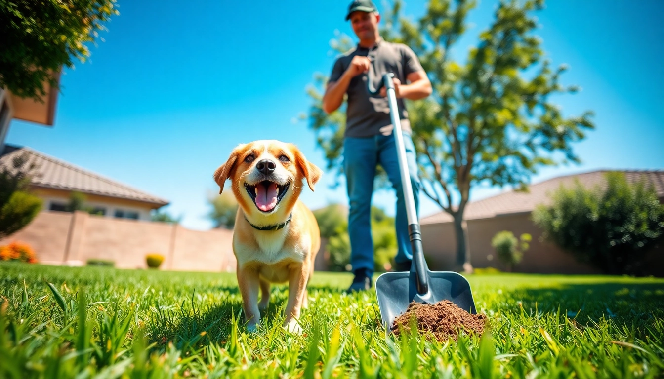 Efficient alamo ranch poop scooper actively cleaning a vibrant backyard, promoting pet hygiene.