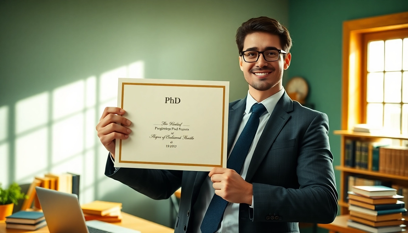 See where to buy phd degree as a confident graduate showcases their diploma.