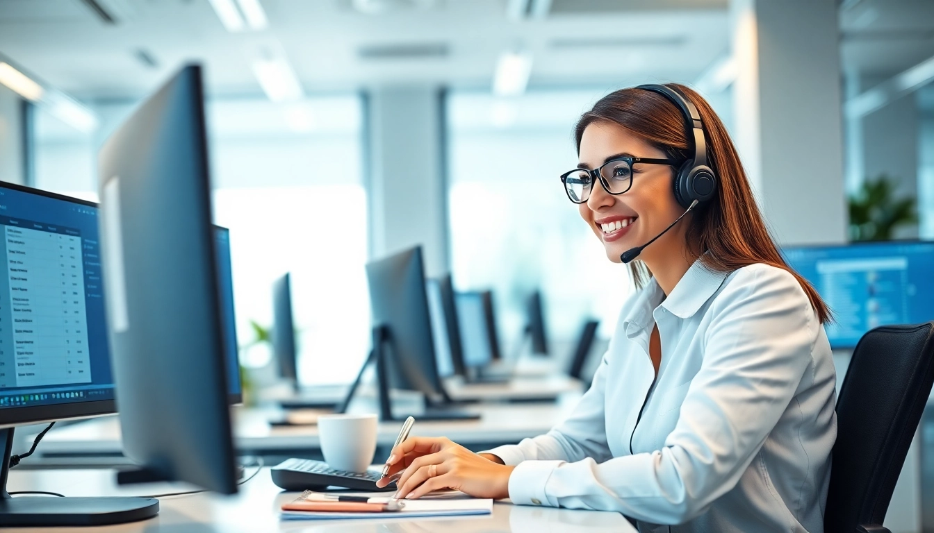 Enhance your business's communication with our Virtual Answer Service operator assisting clients professionally.