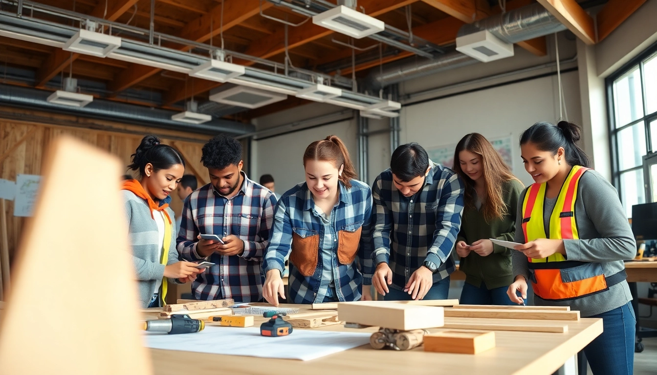 Students learning at construction trade schools in Texas, engaging in hands-on training and collaboration.