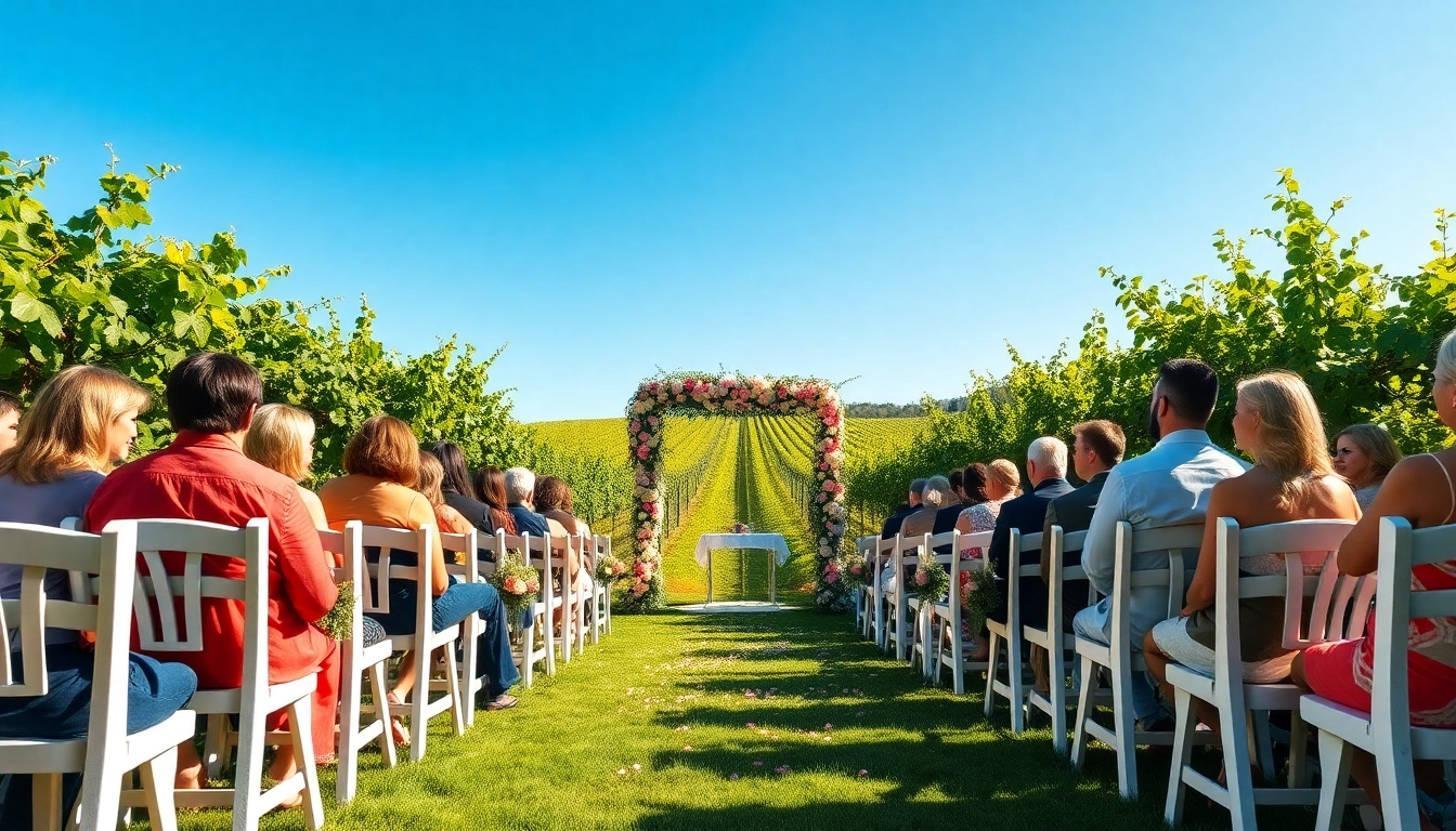 Capture a stunning outdoor wedding ceremony at clarksburg wedding venues surrounded by vineyards.