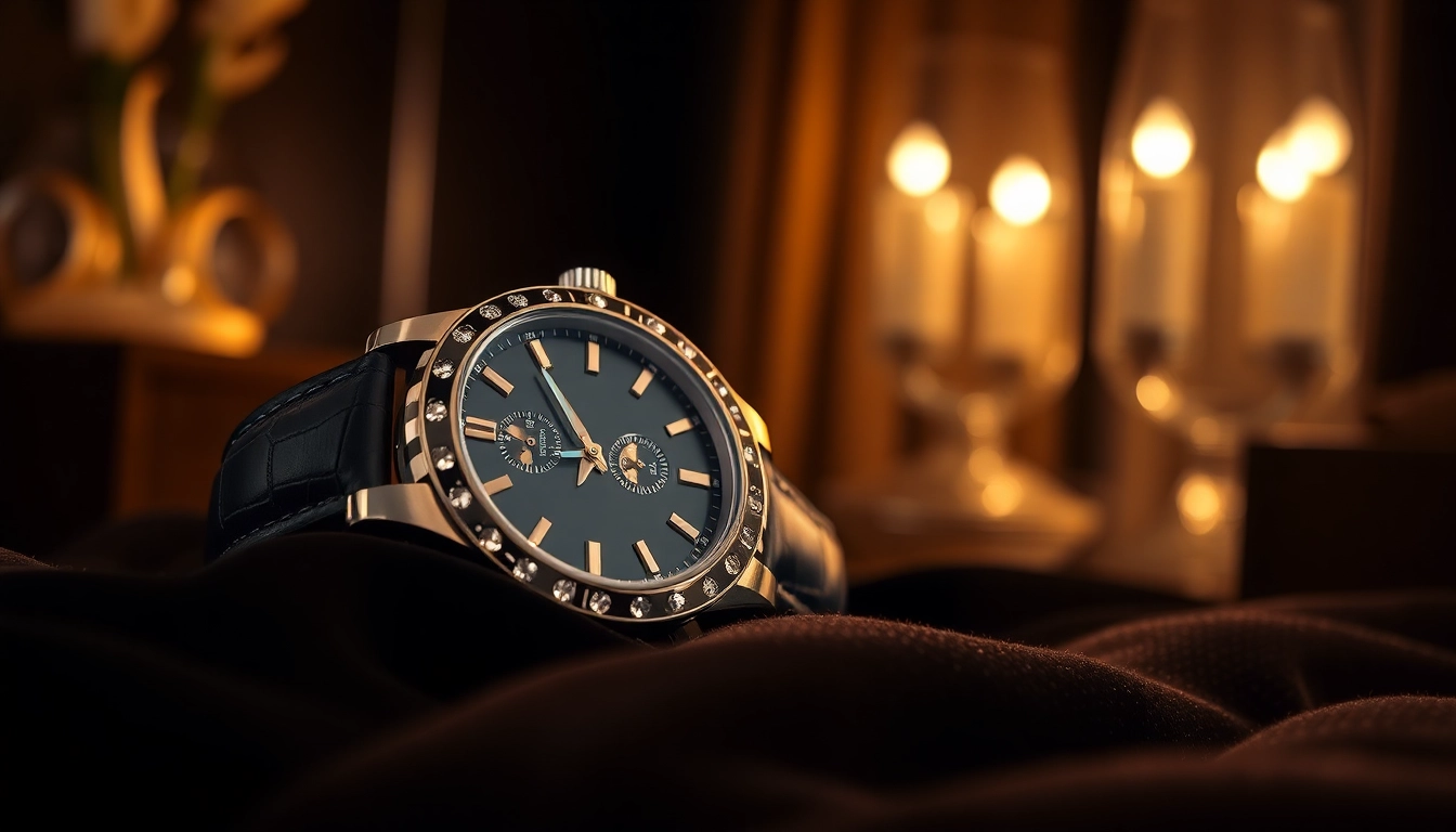 Sell luxury watch by highlighting its exquisite details and luxury packaging in an elegant setting.