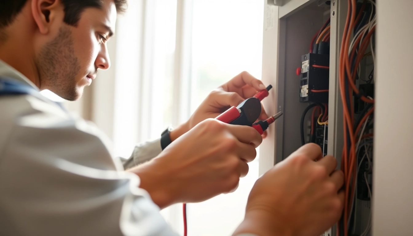 Hands-on training in electrician apprenticeship Hawaii with an apprentice at a modern electrical panel.