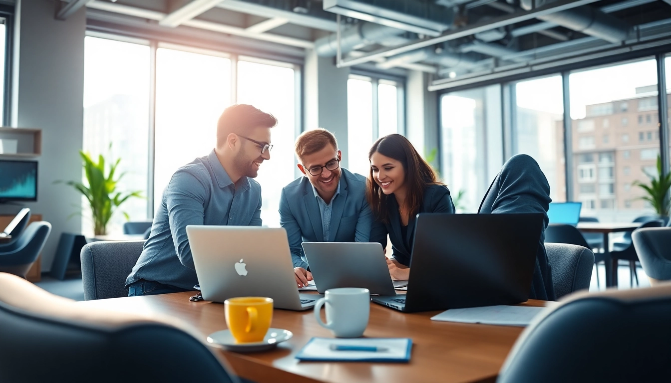 Boost your digital marketing edmonton strategy with a collaborative team in a bright office.
