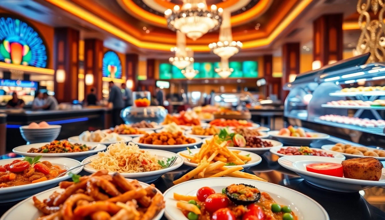 Indulge in the lavish Buffets in Vegas featuring an exquisite array of international dishes.