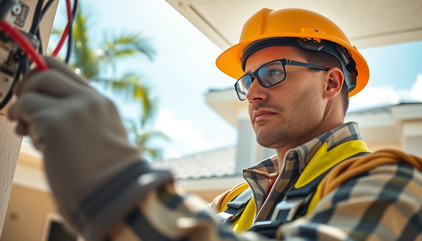 Electrical Contractor Clearwater performing electrical work on a residential property.