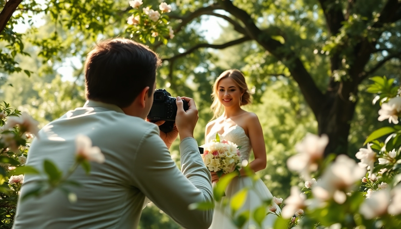 Tallahassee Wedding Photographer capturing a romantic couple in a scenic garden.