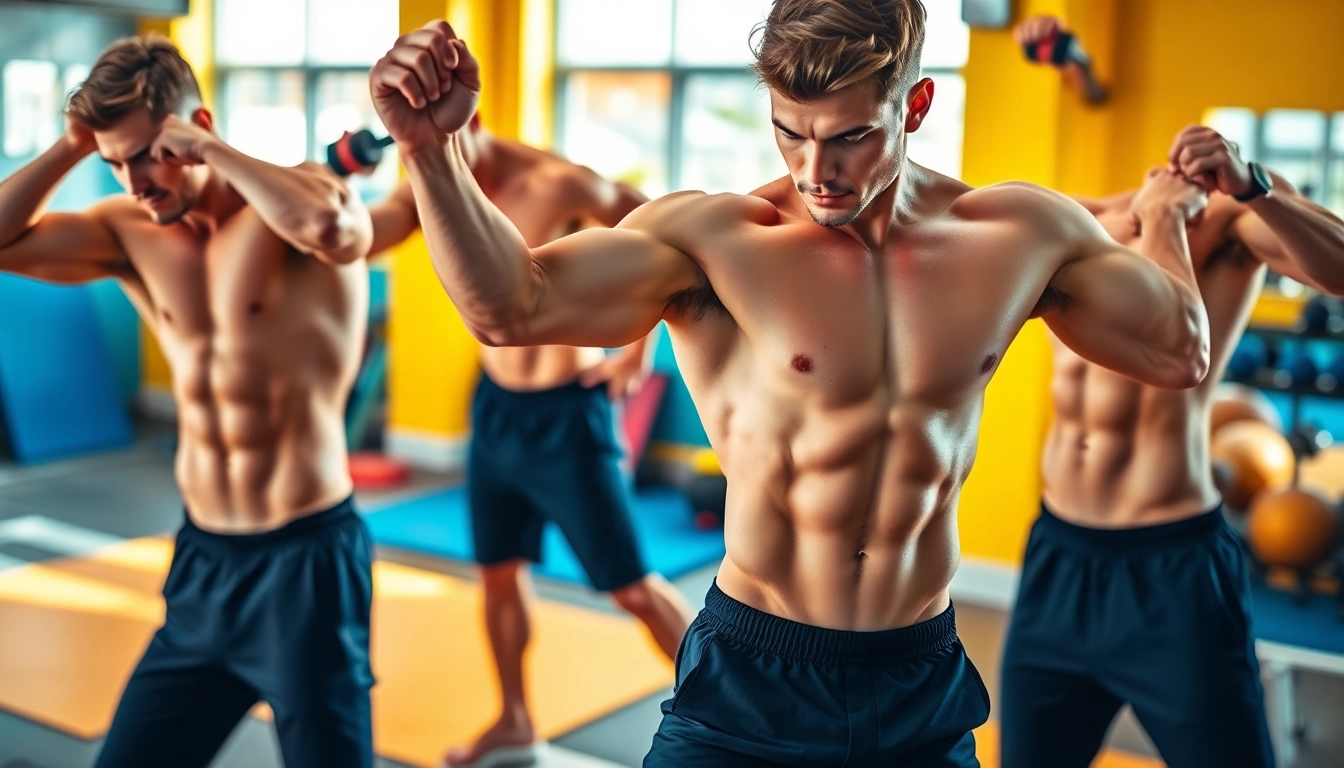 Bewegingen voor sterke sixpackbuikspieren van een fitness model in een gymomgeving.