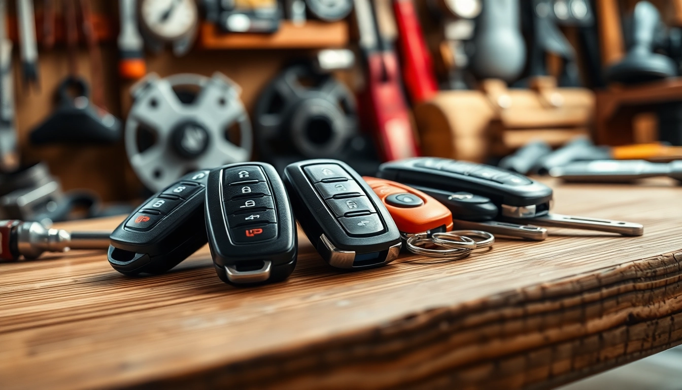 Showcasing Keyless Carkeys with intricate designs on a wooden desk