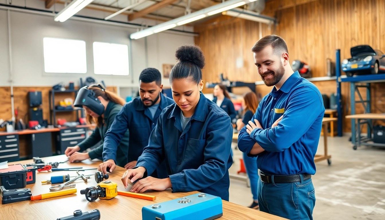 Students at a trade school in Tennessee practice hands-on skills in a modern learning environment.