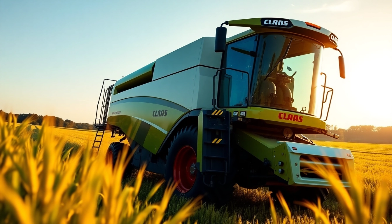 Claas Mähdrescher in einem goldenen Weizenfeld während der Erntezeit.