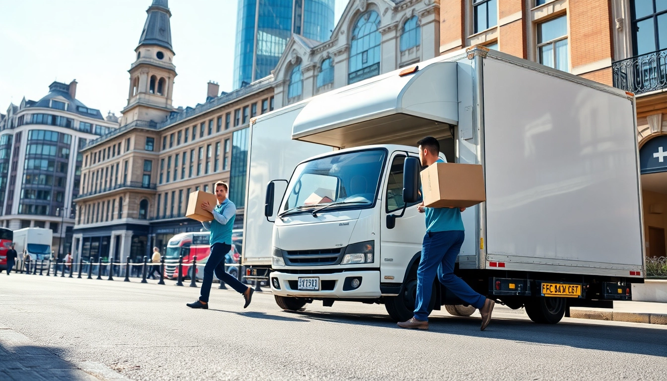 Efficient east London removals showcased by professional movers in action, capturing urban charm.