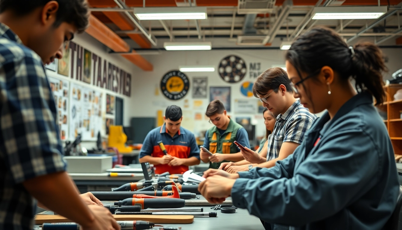 Engaged students in trade schools in Hawaii learning practical skills in a modern classroom.