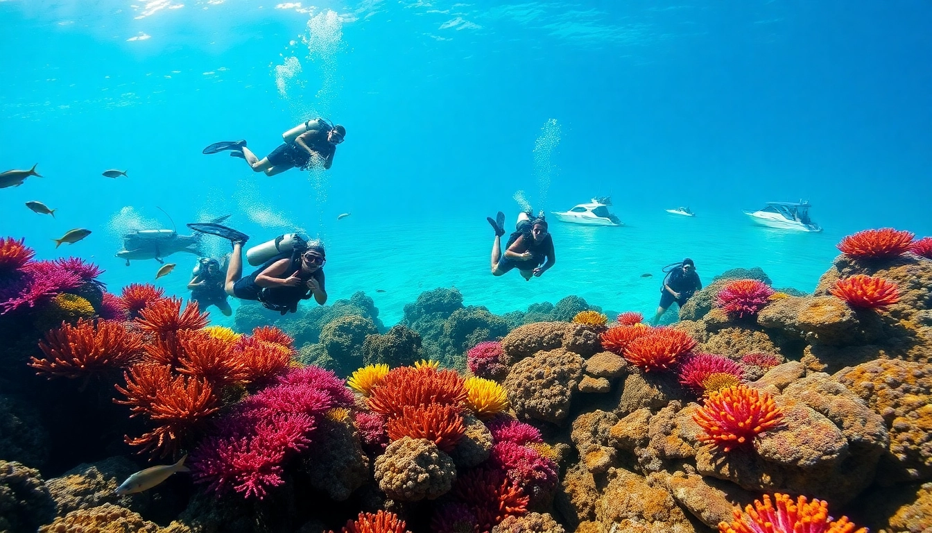 Divers experience vibrant coral reefs while diving in San Pedro Belize, showcasing rich marine life.