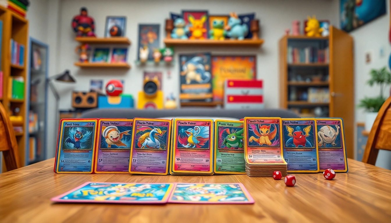 Showcasing vibrant Pokémon tcg india cards in a cozy gaming environment, highlighting the collection.