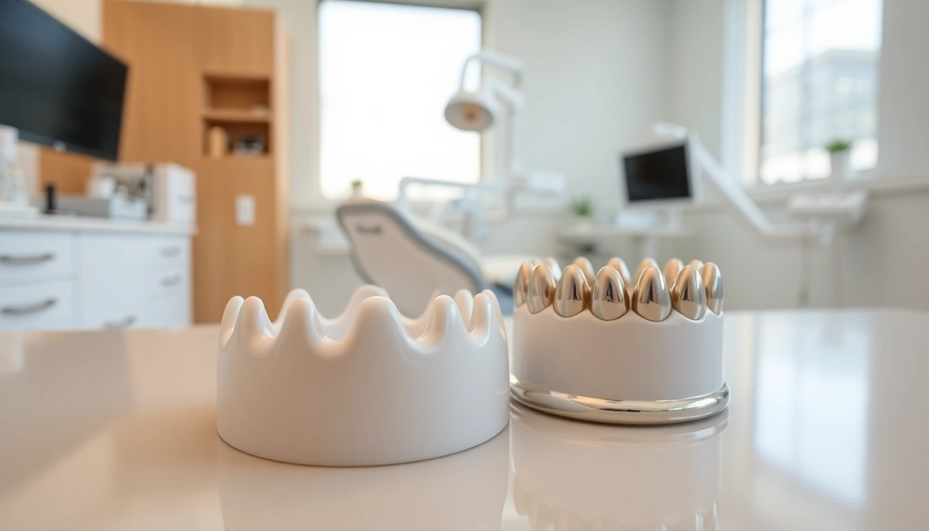 Explore various dental crowns highlighting materials and dental care professionalism.
