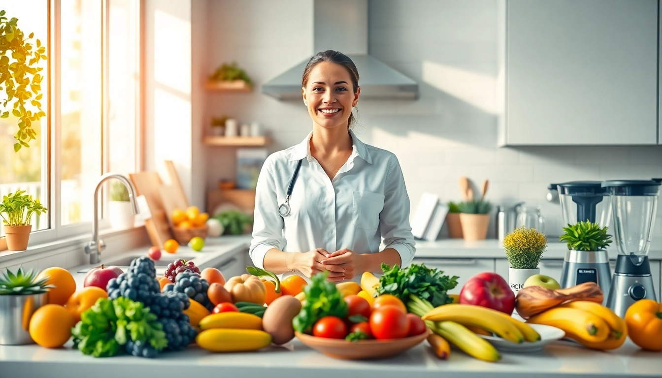 Begeleiding over gezonde diëten en afvallen op https://www.dieetcheck.nl met kleurrijke voeding in de keuken.