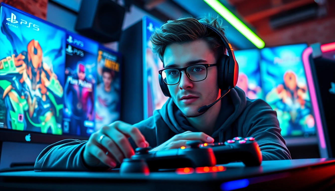 Exciting PS5 games collection showcased in a vibrant gaming setup featuring consoles.