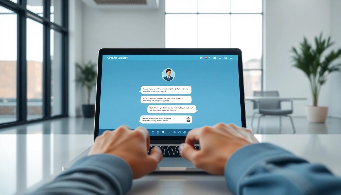 Engaging website chatbot appears on a modern laptop, showcasing user interaction.