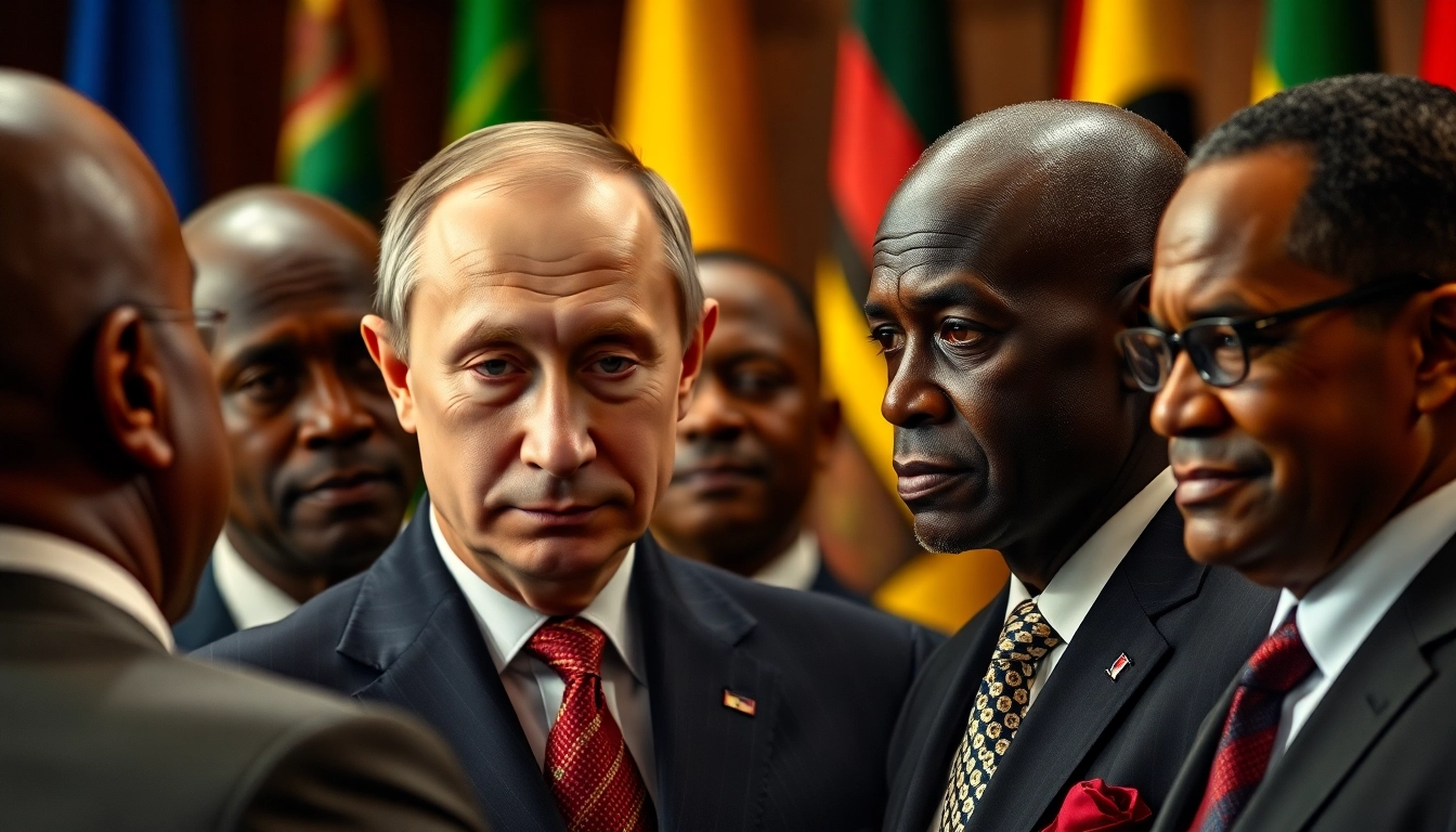 A meeting at the Africa Russia summit news highlighting collaboration between African nations and Russia.