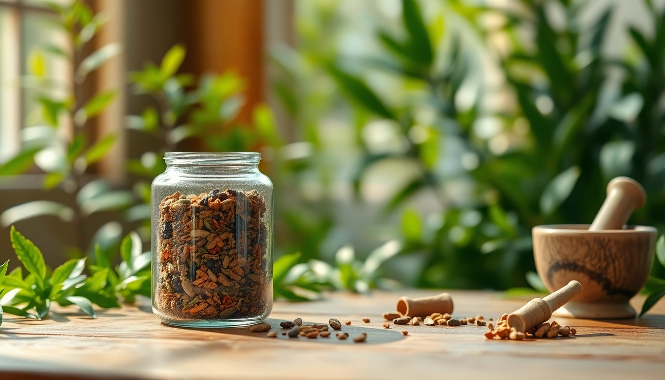 Vijaya Vati herbal remedy displayed with natural elements to highlight wellness.
