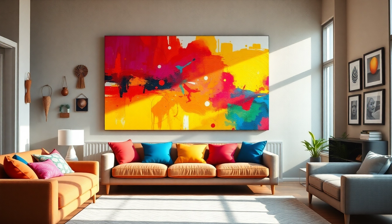 Create stunning wall art ideas to enhance living room decor with vibrant, abstract designs.