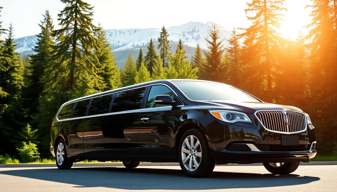 Experience luxurious YVR to Whistler car service in a sleek limousine amidst stunning mountain scenery.
