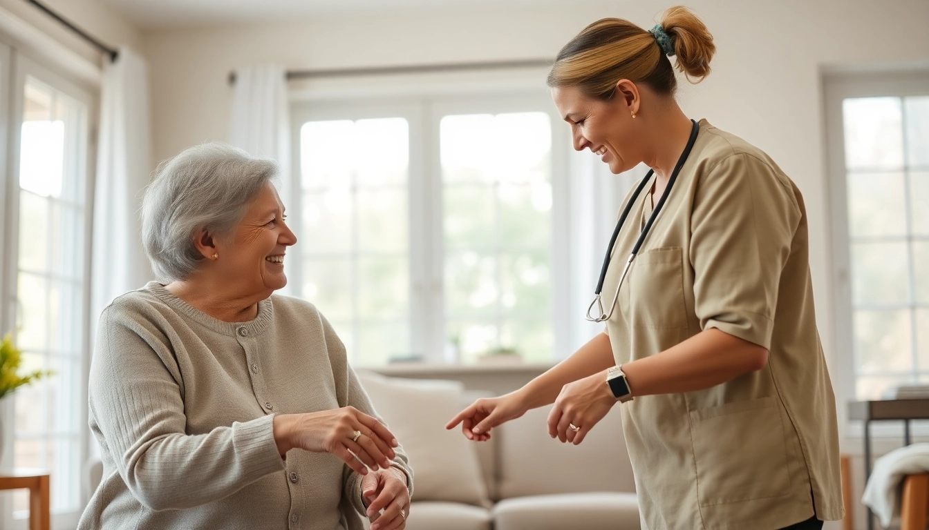 Engaging senior care austin tx scene with caregivers supporting elderly individuals in a cozy home environment.